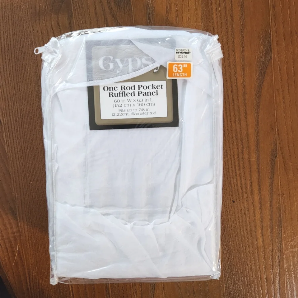 BB&B Curtains Crushed Voile Set of 3 Ruffled Rod Pocket Panels 60